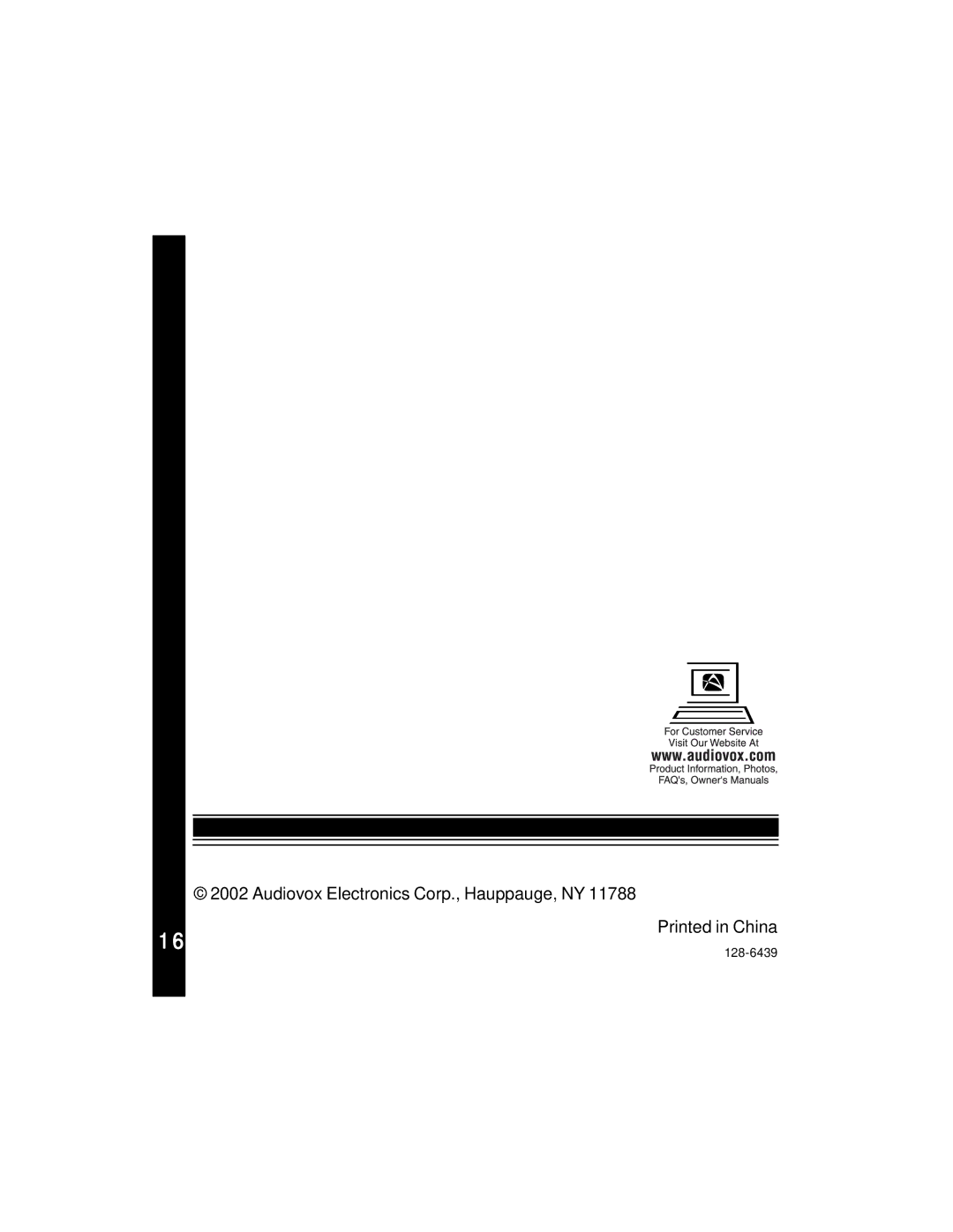 Audiovox ACD-13CS manual Audiovox Electronics Corp., Hauppauge, NY 