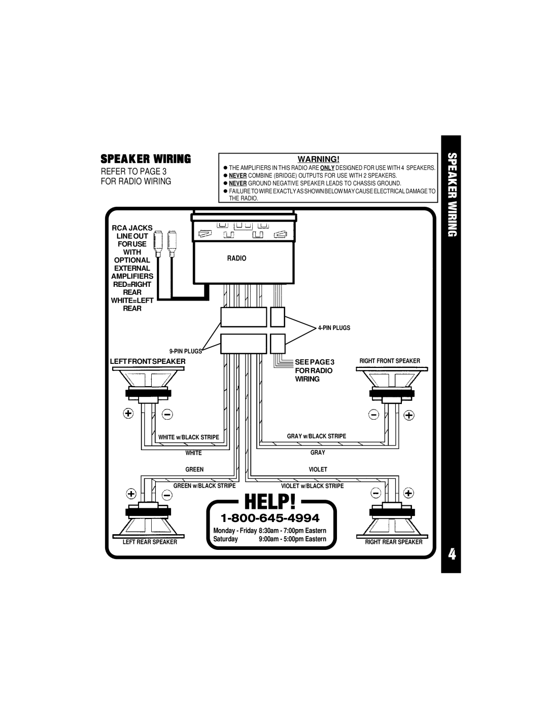 Audiovox ACD-21 owner manual Speak ER Wiring, Speaker Wiring 