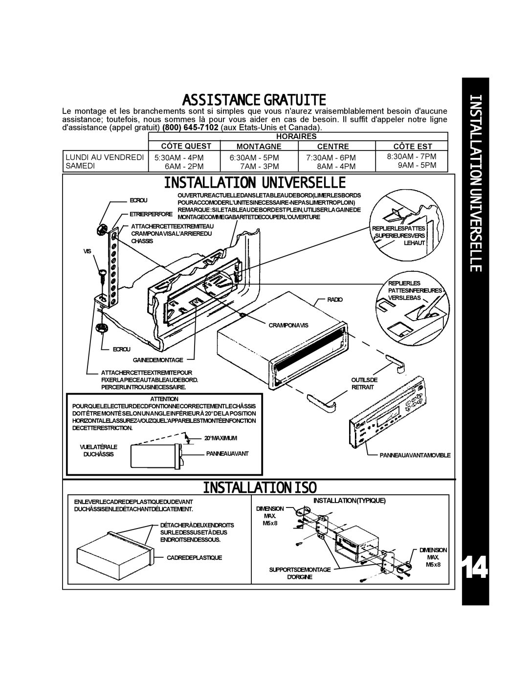 Audiovox ACD-25 manual Installationiso, Samedi 