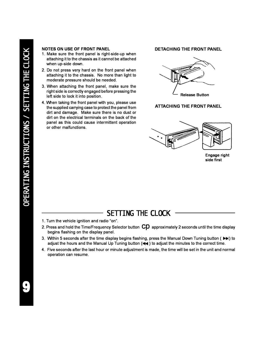 Audiovox ACD-25 manual Operatinginstructions/ Settingtheclock, Setting The Clock 
