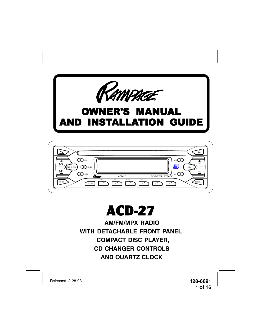 Audiovox ACD-27 manual 