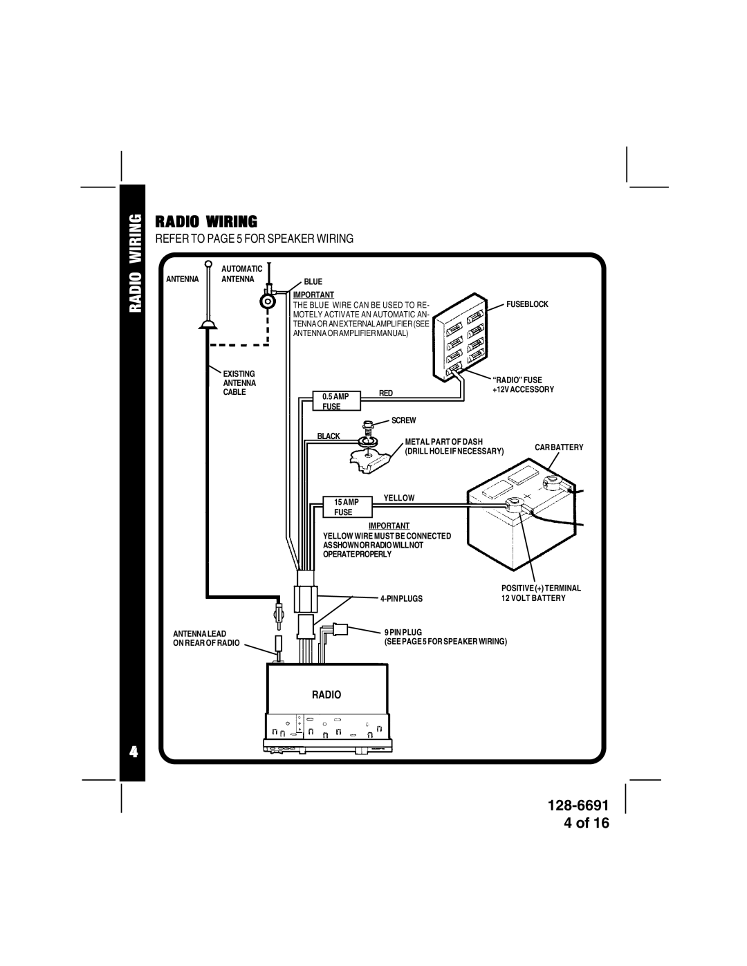 Audiovox ACD-27 manual Radio Wiring 