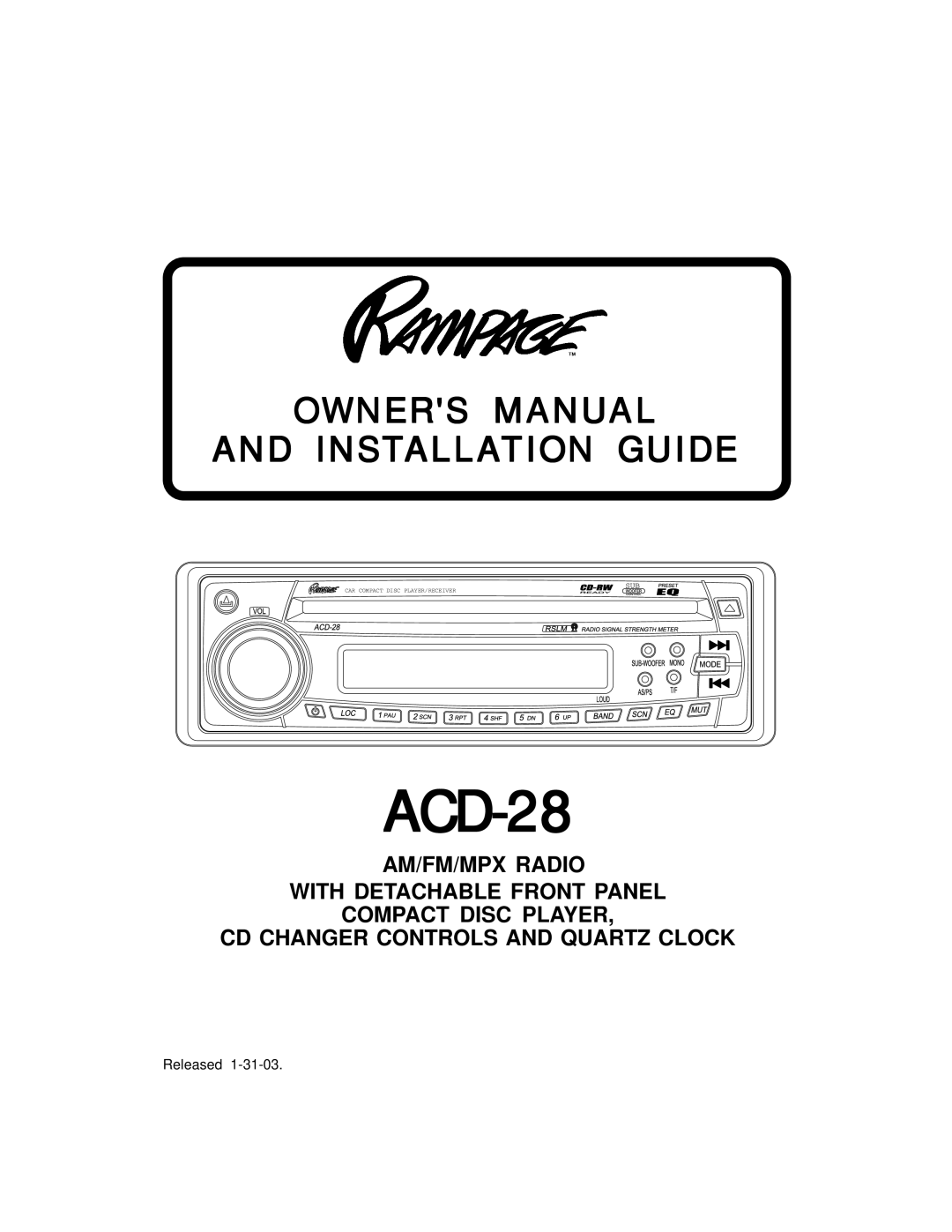 Audiovox ACD-28 manual 