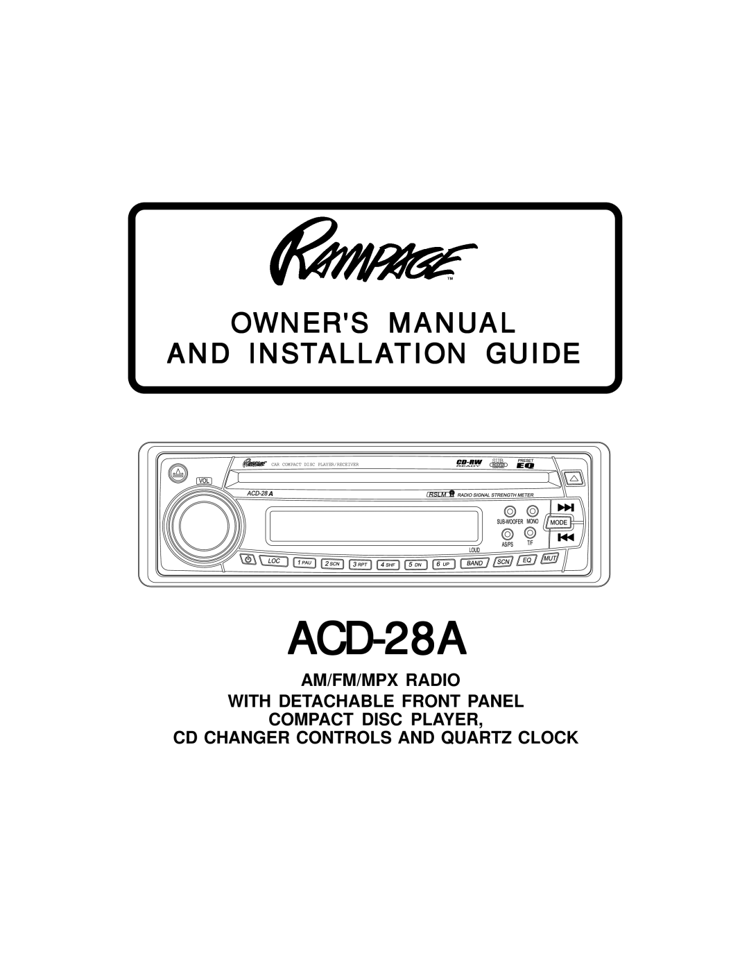 Audiovox ACD-28A manual 