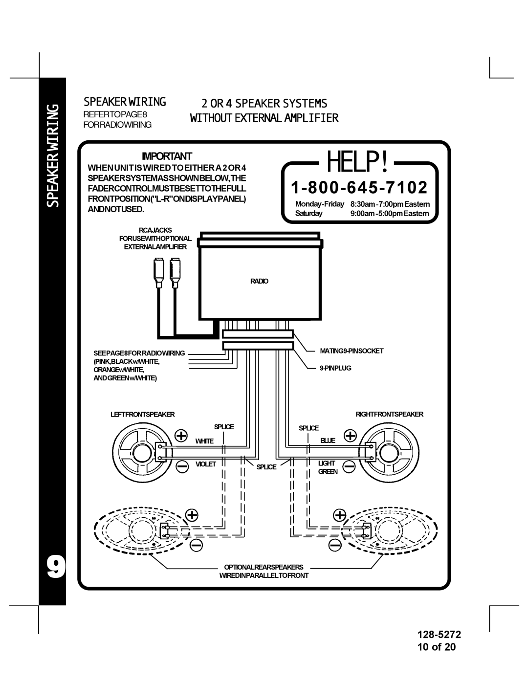 Audiovox ACD-32A manual Speakerwiring, REFERTOPAGE8, Forradiowiring, WHENUNITISWIREDTOEITHERA2OR4, Andnotused 