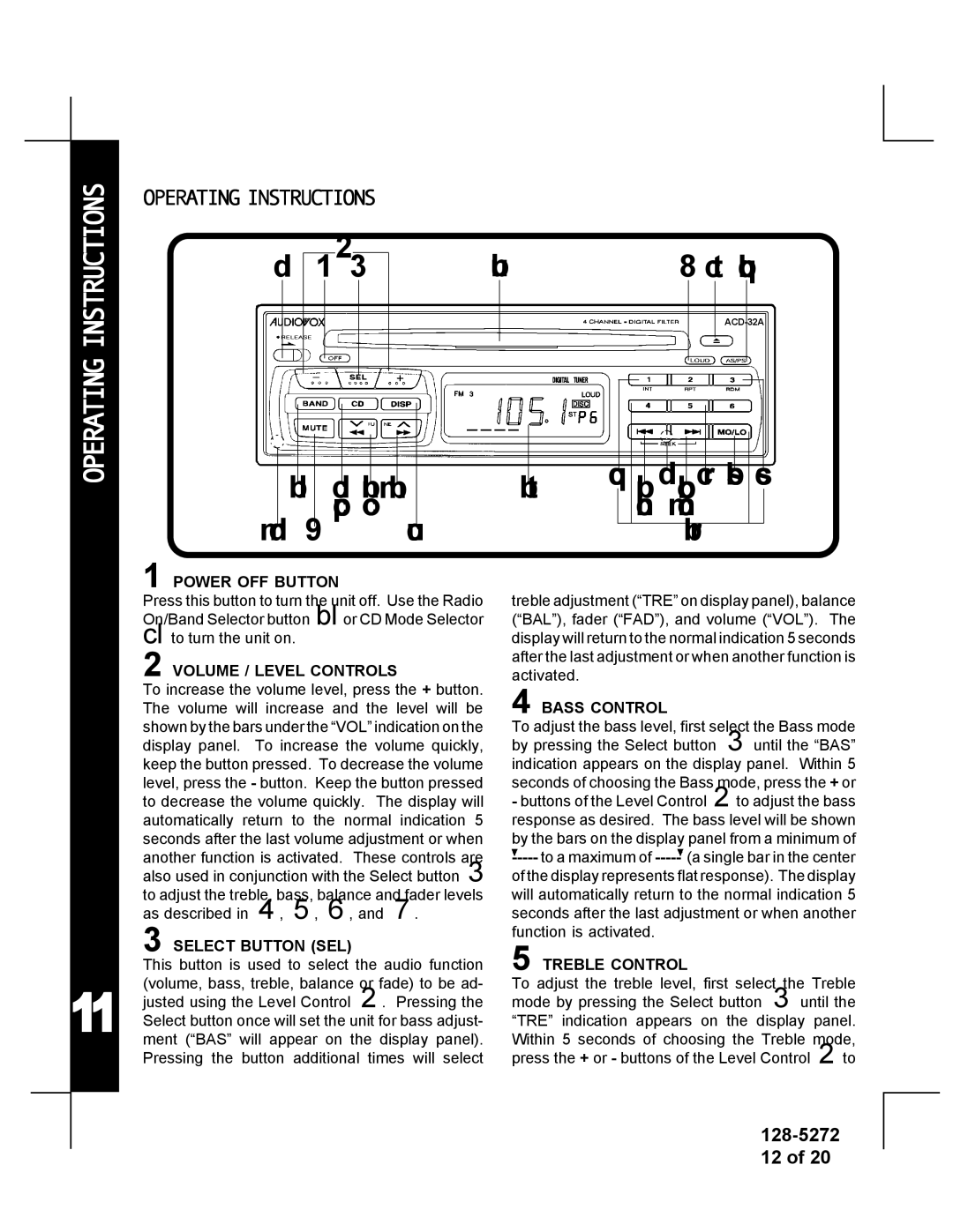 Audiovox ACD-32A manual Operating Instructions 