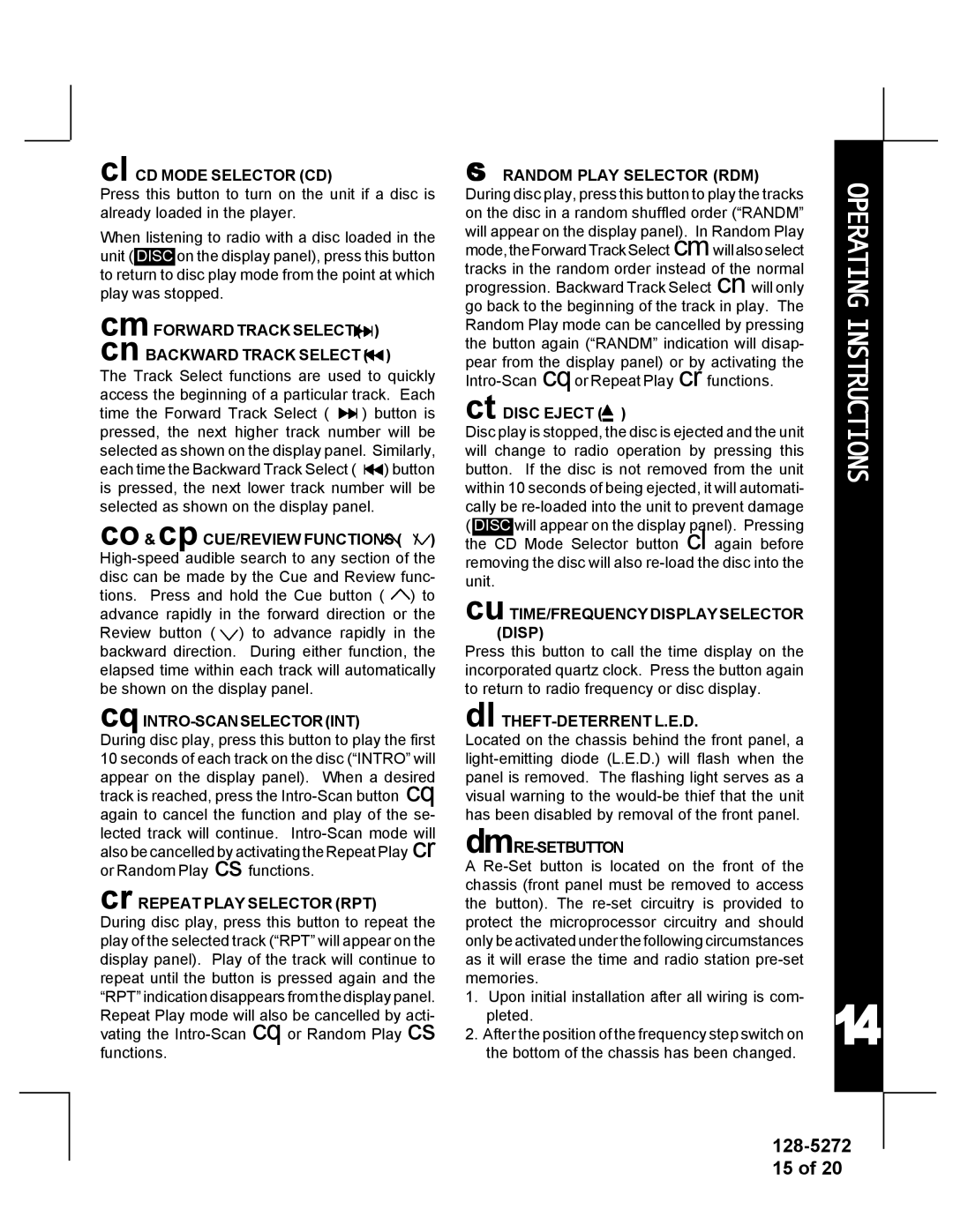 Audiovox ACD-32A manual Operating Instructions 