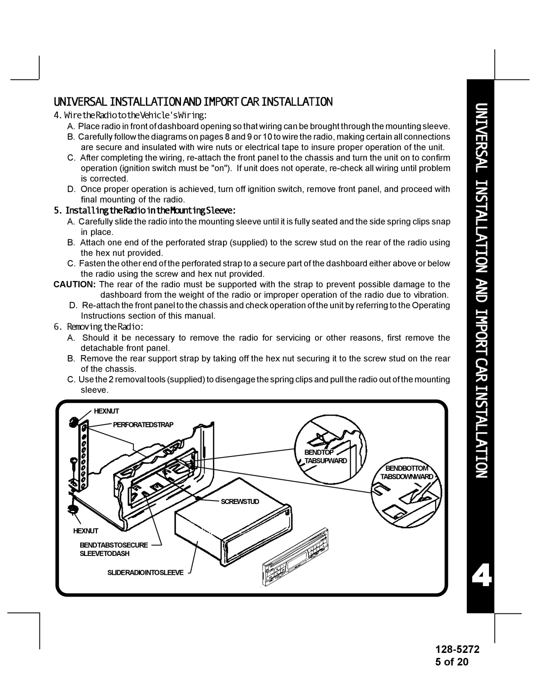 Audiovox ACD-32A manual Universal Installation and Importcarinstallation 