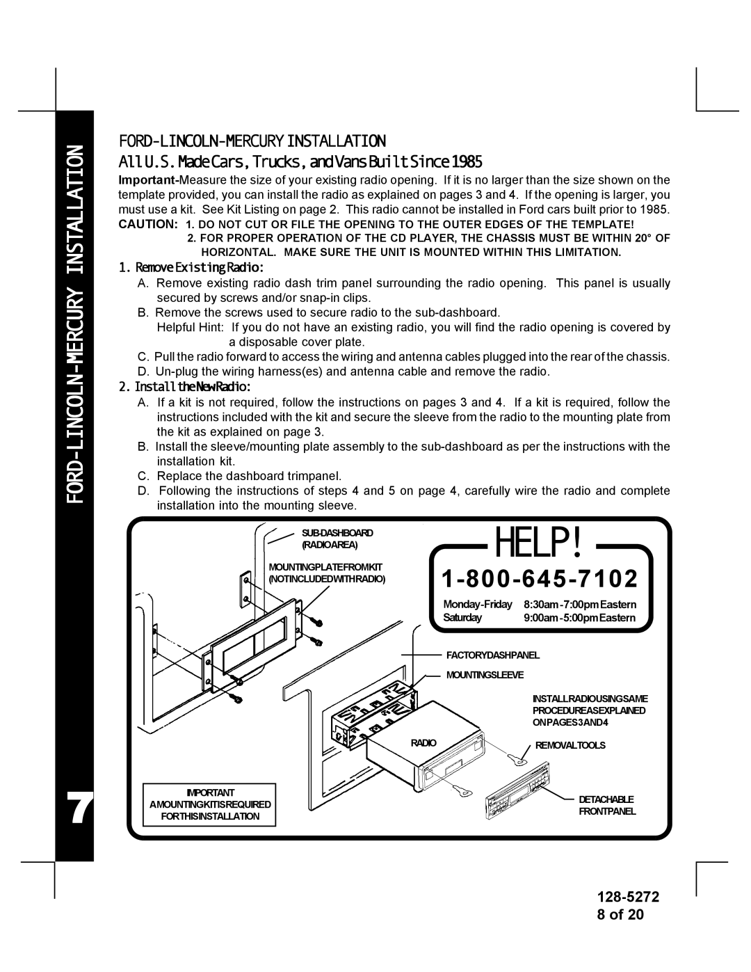 Audiovox ACD-32A manual FORD-LINCOLN-MERCURY Installation, Ford-Lincoln-Mercuryinstallation 