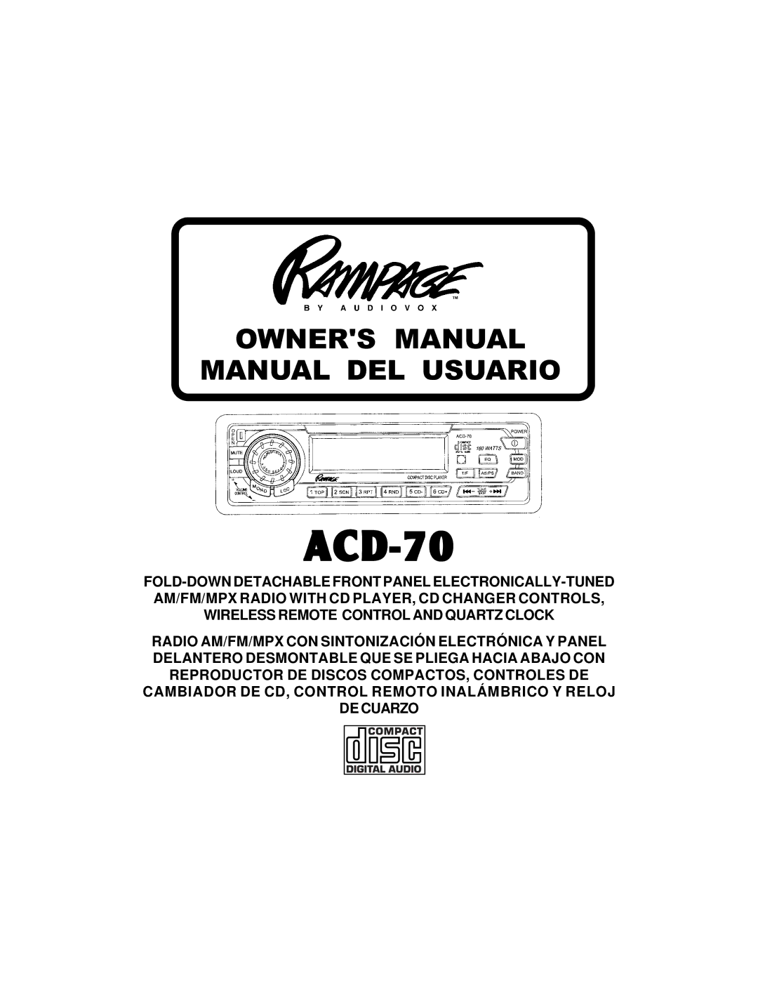 Audiovox ACD-70 owner manual 