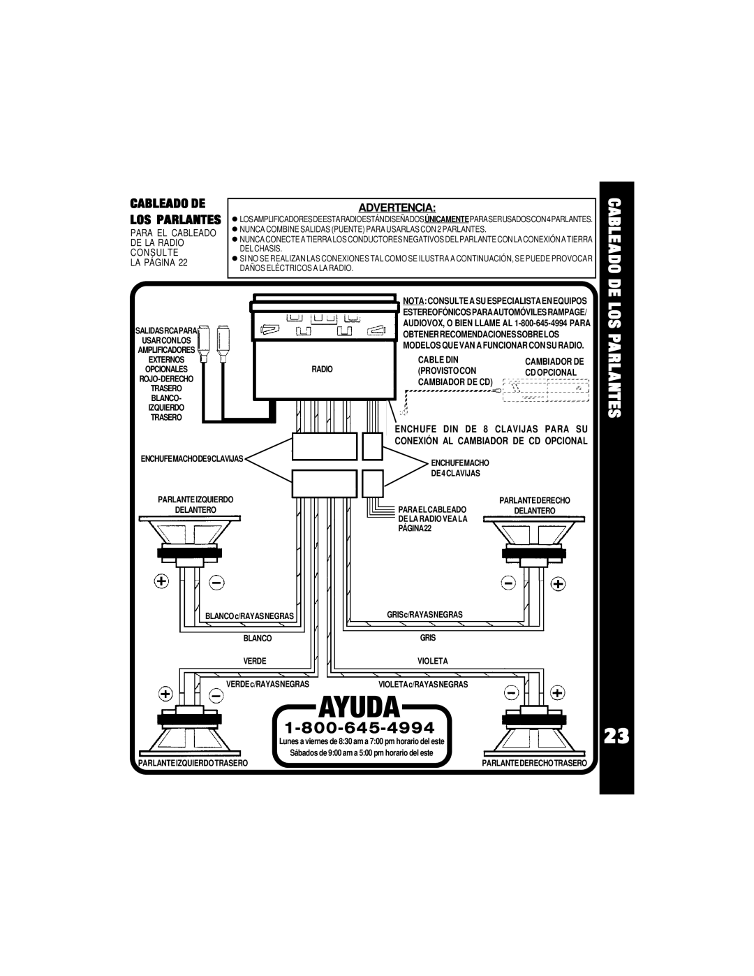 Audiovox ACD-70 owner manual LOS Parlantes, Advertencia 