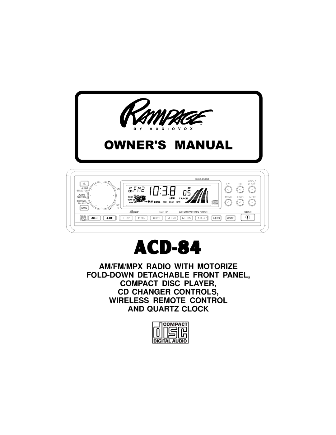 Audiovox ACD-84 owner manual 