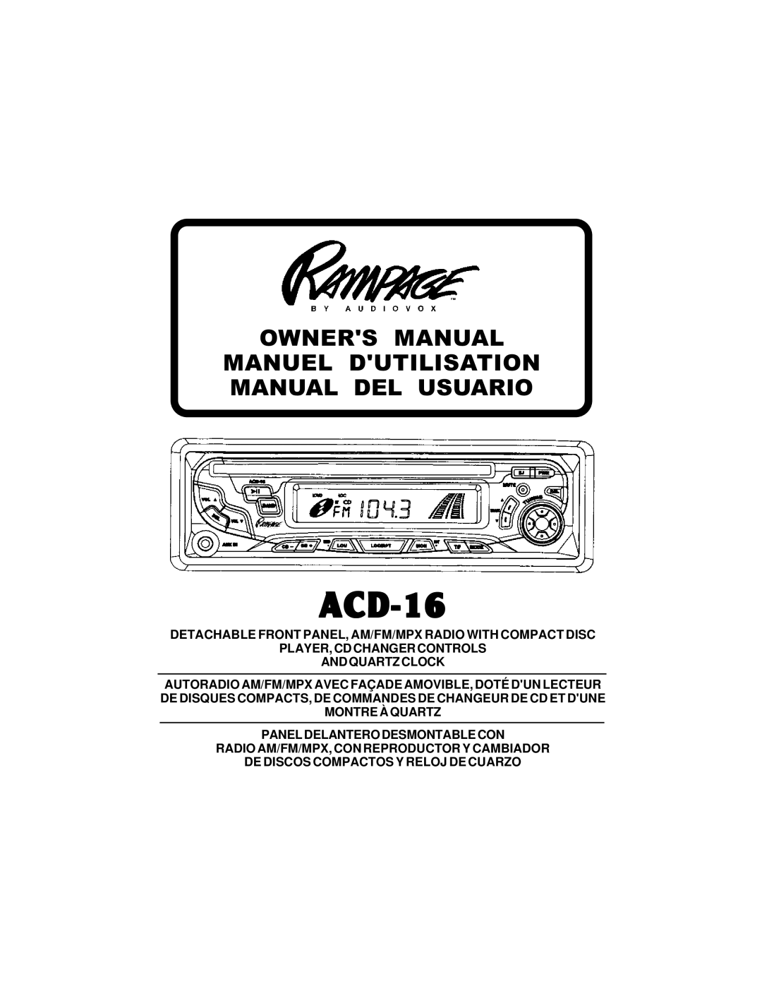 Audiovox ACD16 owner manual ACD-16 