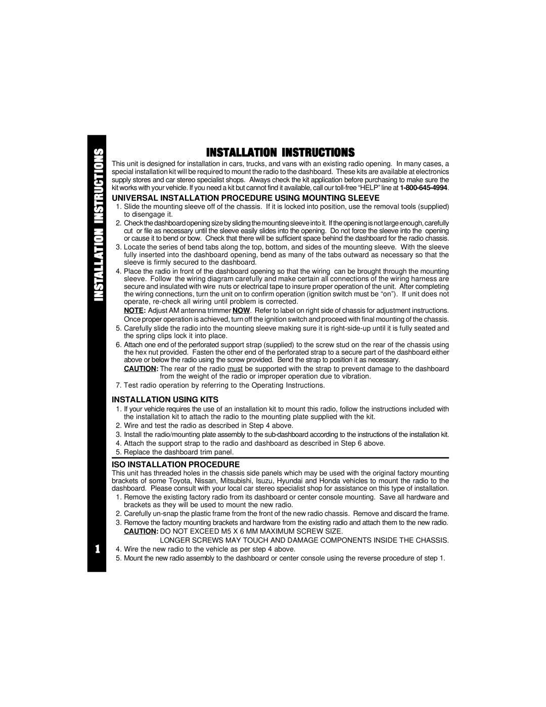 Audiovox ACD16 owner manual Installation Instructions 