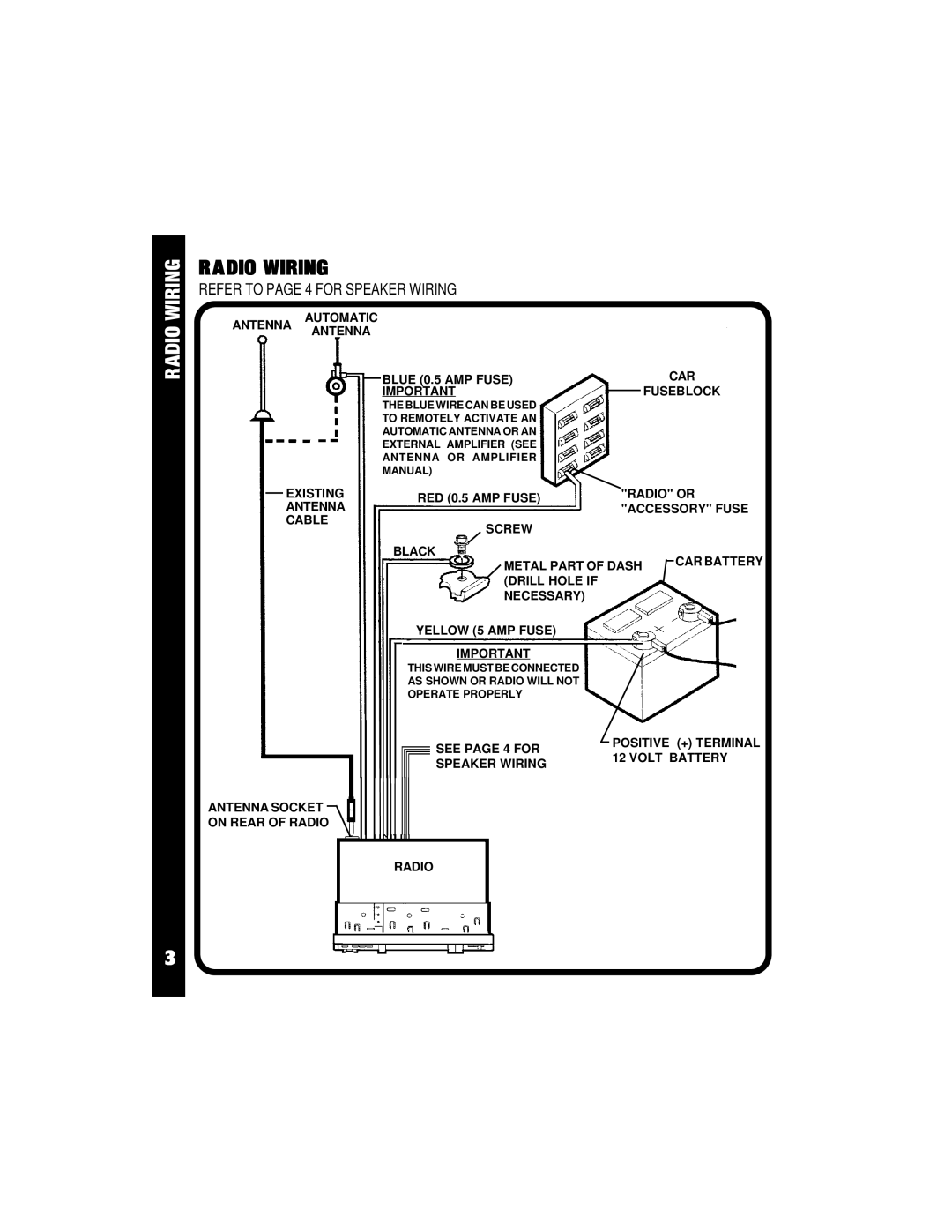 Audiovox ACD16 owner manual Radio Wiring 