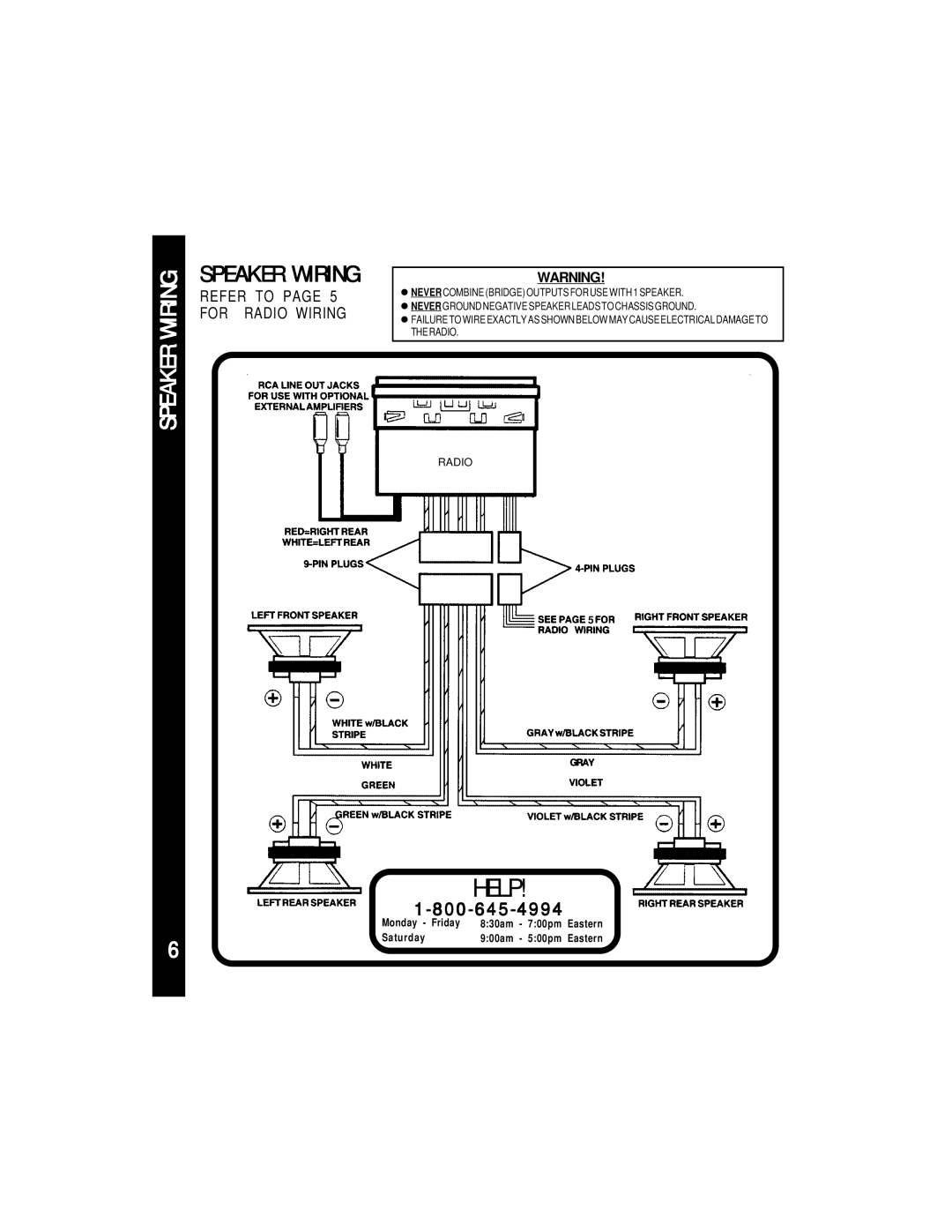 Audiovox ACD17 manual Speaker Wiring 