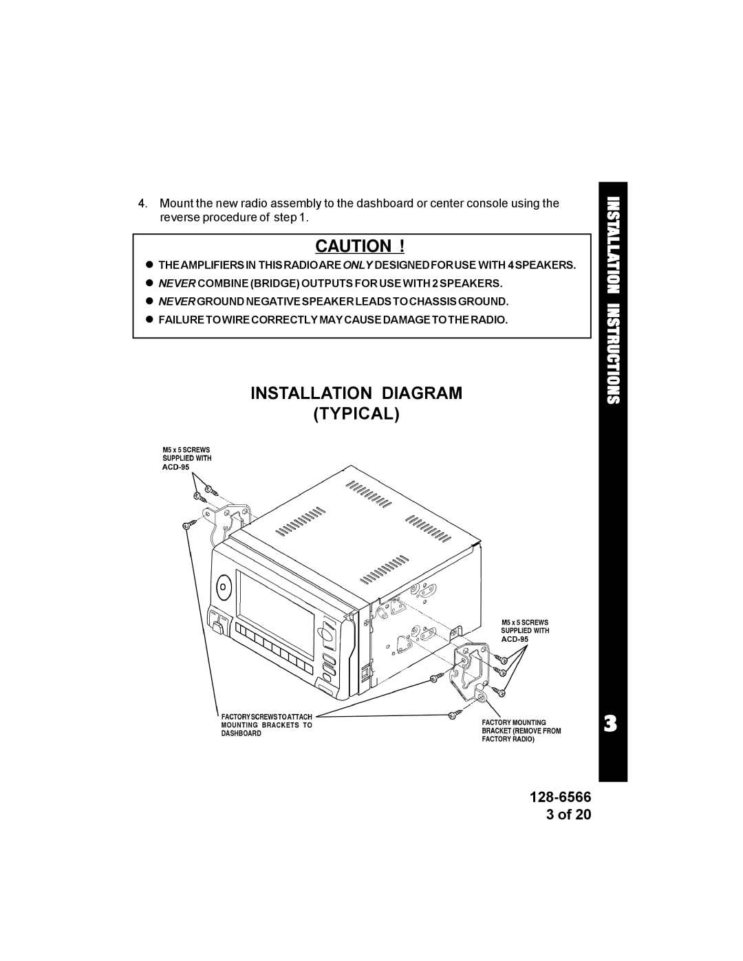 Audiovox ACD95 manual Installation Diagram Typical 