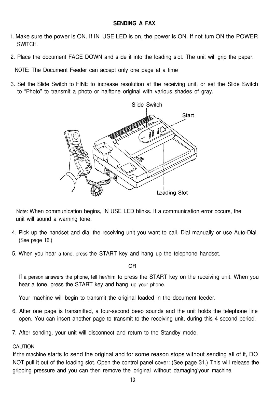 Audiovox AFX-1000 operation manual Sending a FAX 