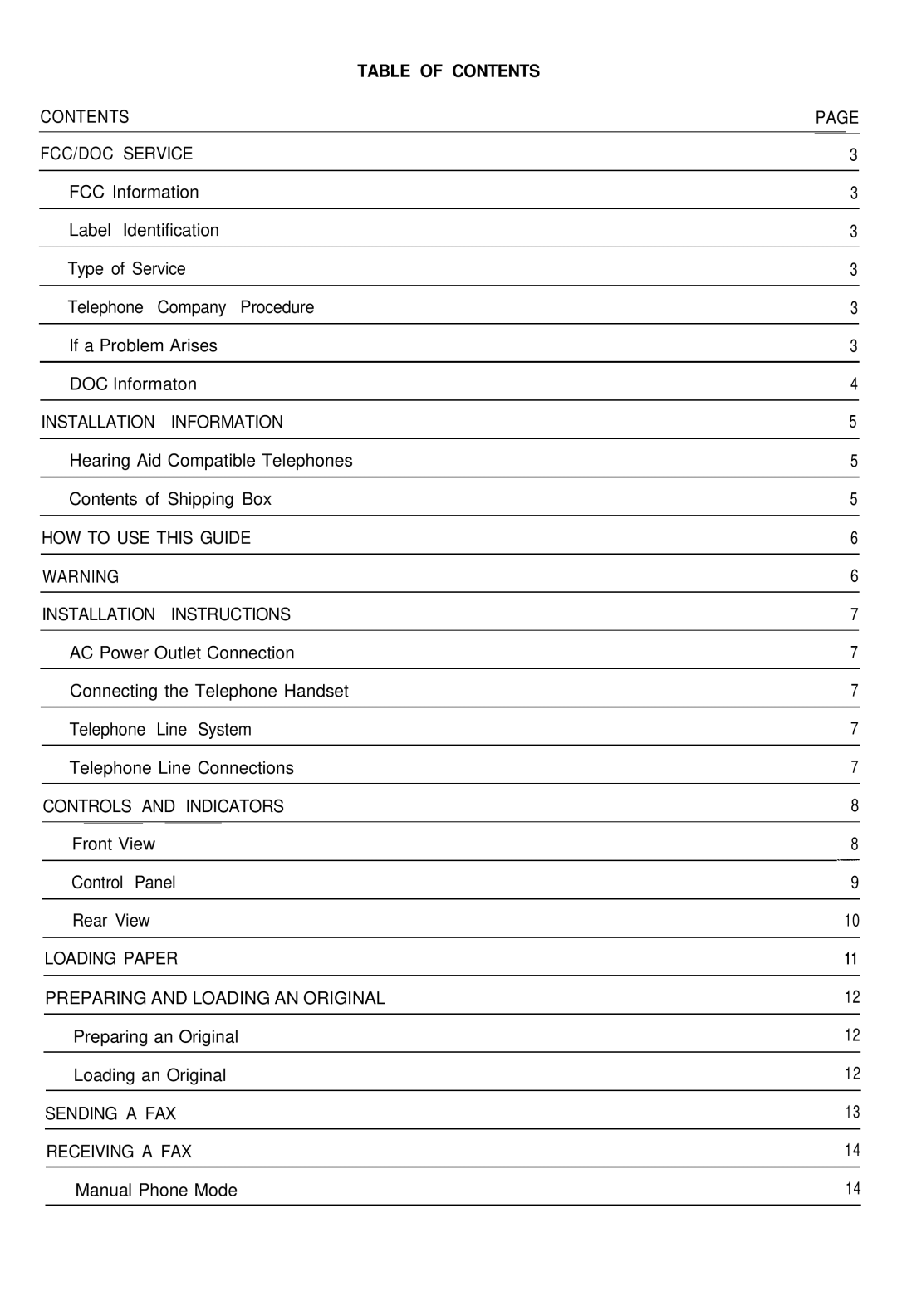 Audiovox AFX-1000 operation manual Table of Contents 