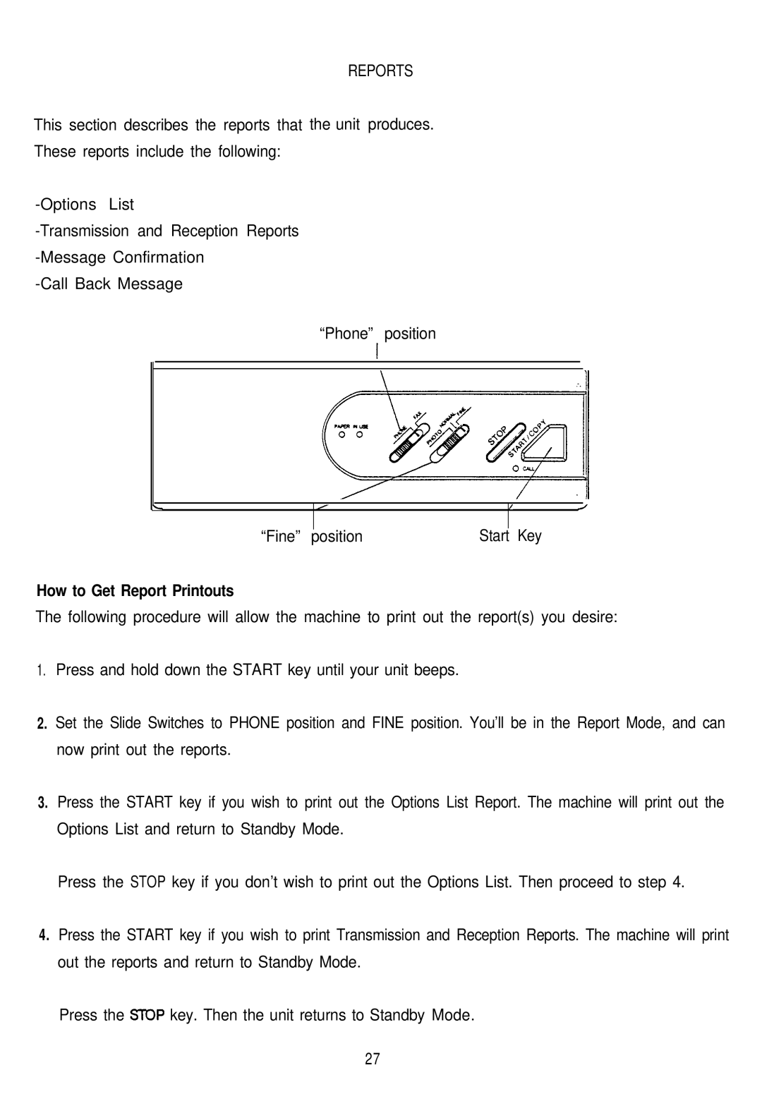 Audiovox AFX-1000 operation manual Reports, How to Get Report Printouts 