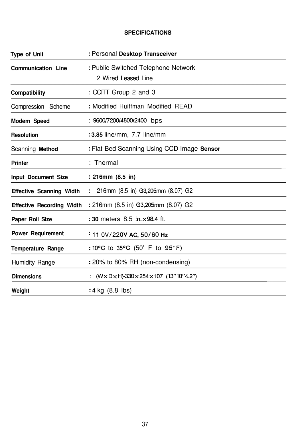 Audiovox AFX-1000 operation manual Specifications 