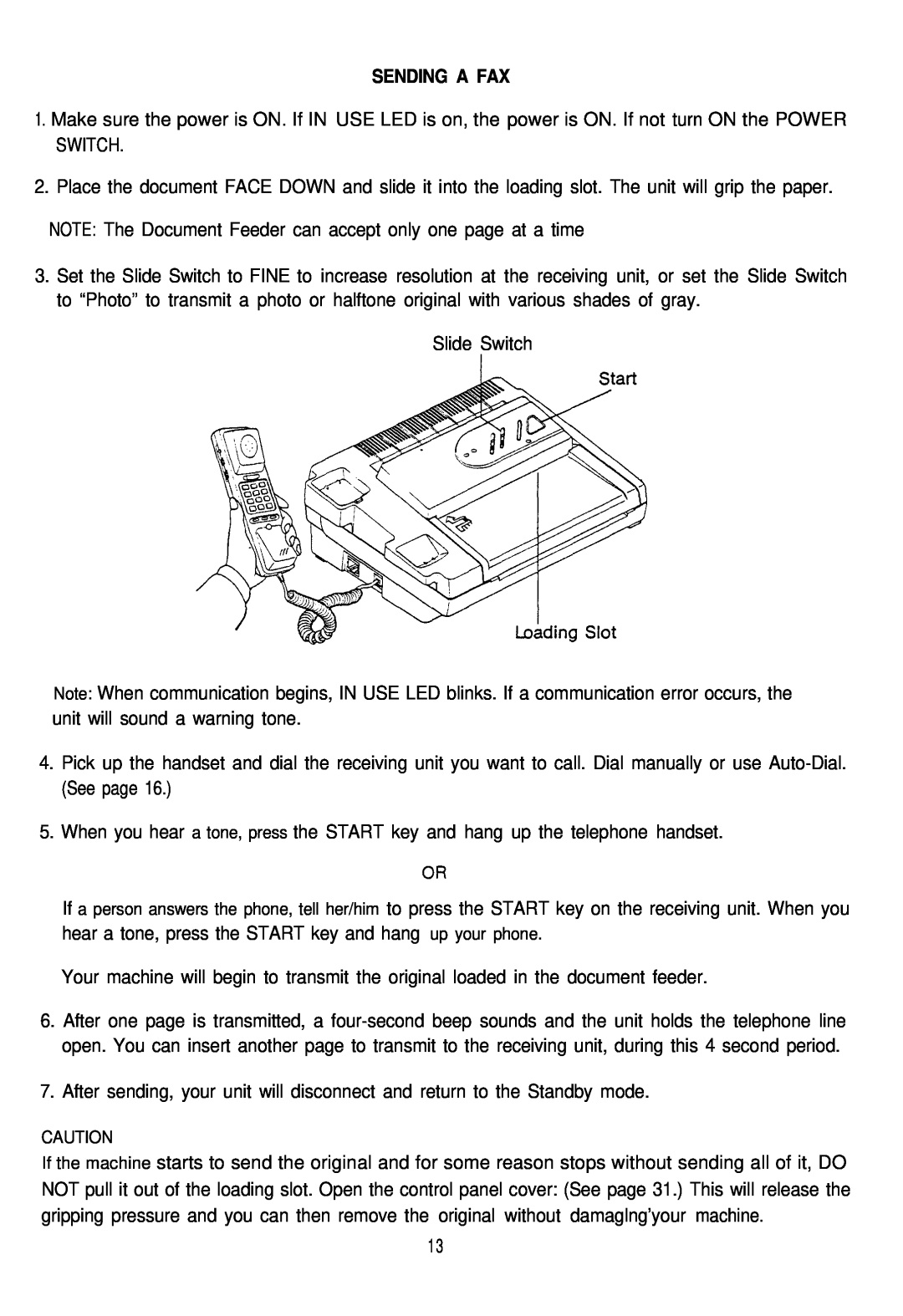 Audiovox AFX-1000 operation manual Sending A Fax 