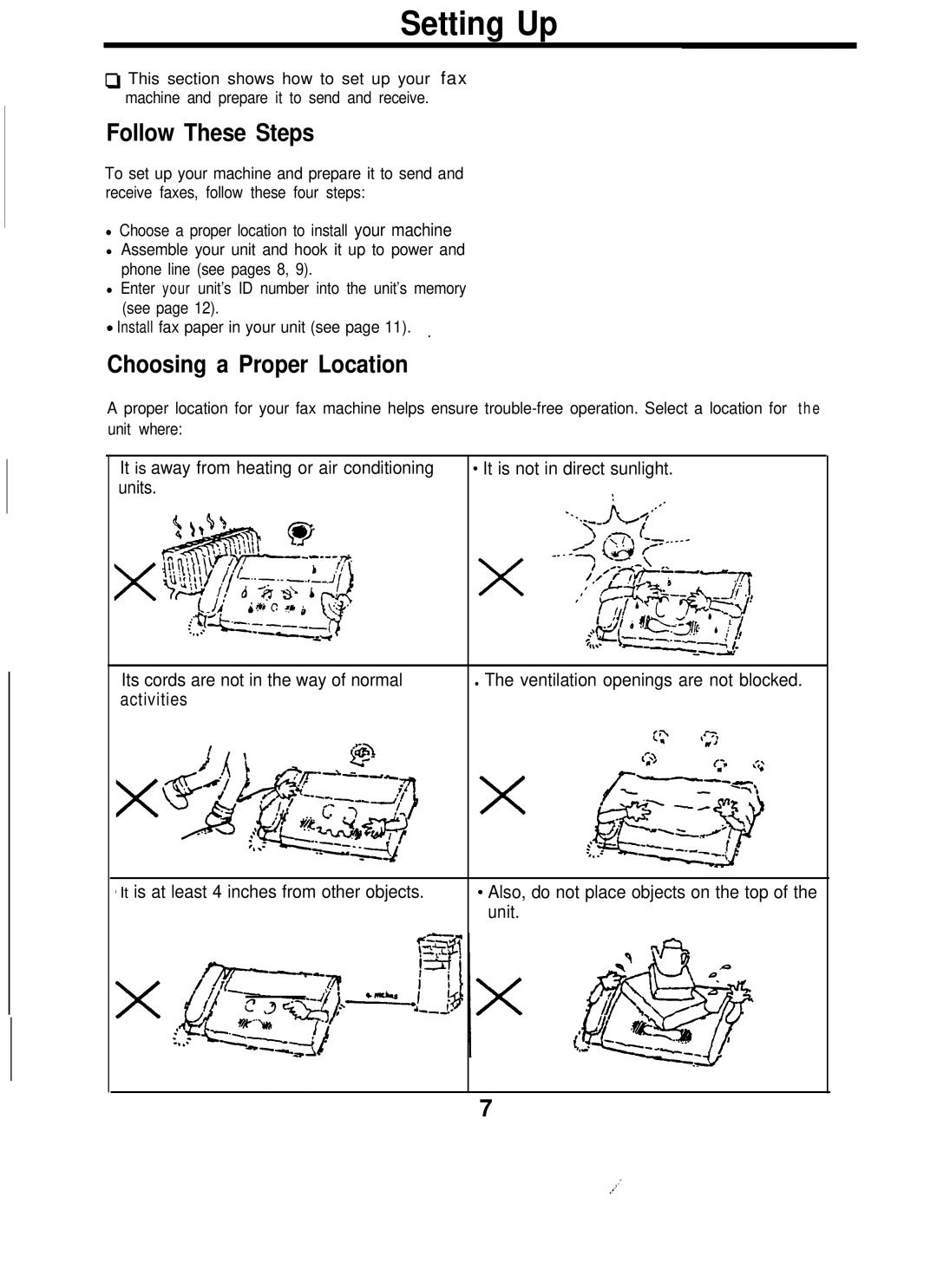 Audiovox afx-35, VE-500 manual Setting Up, Follow These Steps, Choosing a Proper Location 