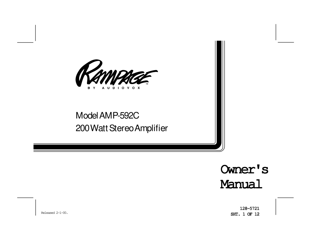 Audiovox AMP-592C owner manual Owners Manual 