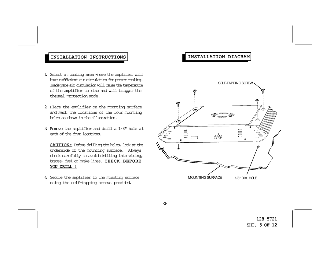 Audiovox AMP-592C owner manual Installation Instructions, Installation Diagram 