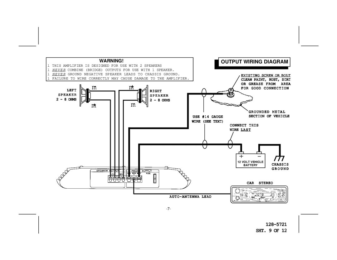 Audiovox AMP-592C owner manual Output Wiring Diagram 