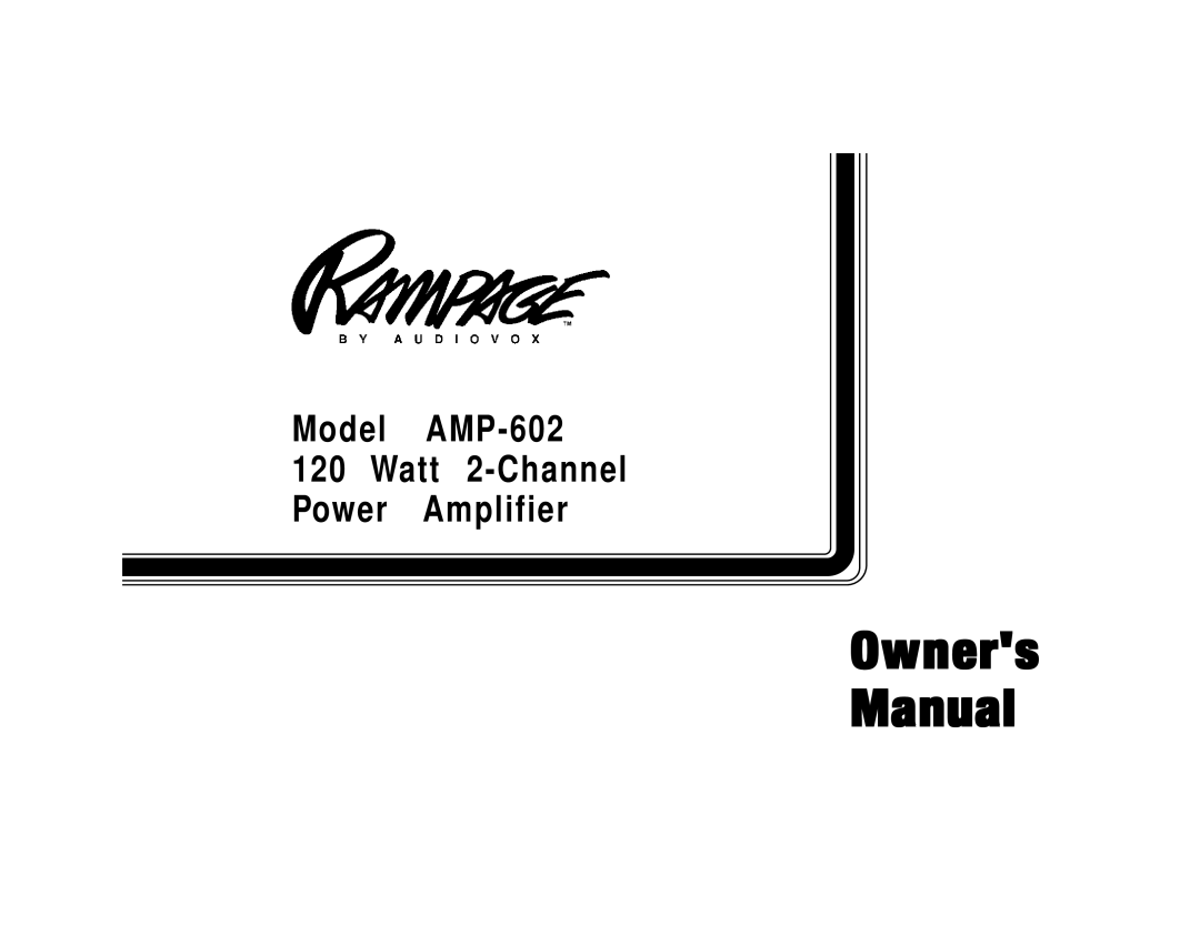 Audiovox AMP-602 manual Owners Manual 