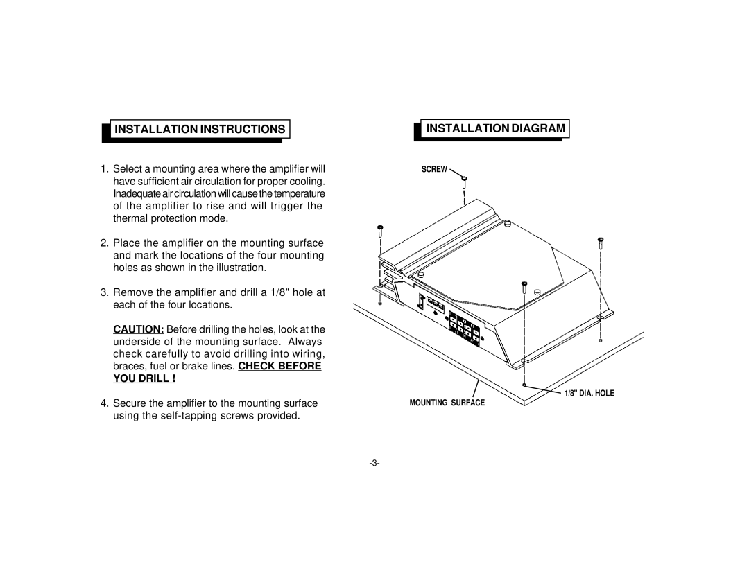 Audiovox AMP-602 manual Installation Instructions, Installation Diagram 