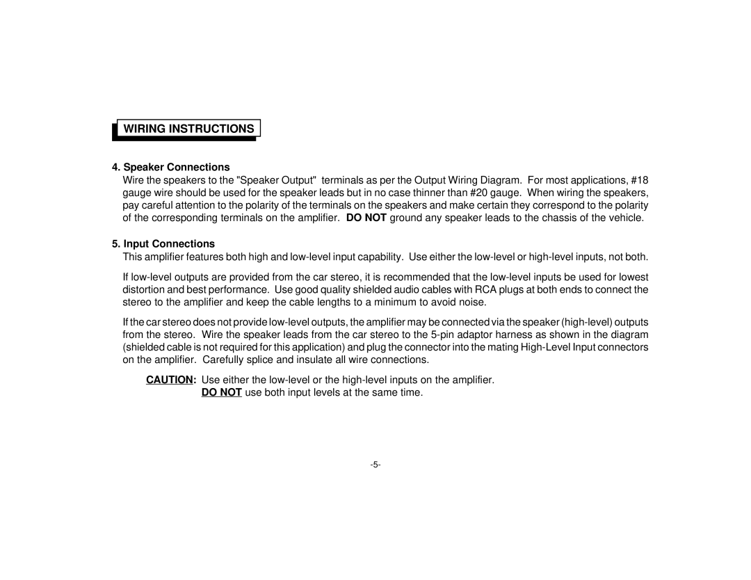 Audiovox AMP-602 manual Speaker Connections, Input Connections 
