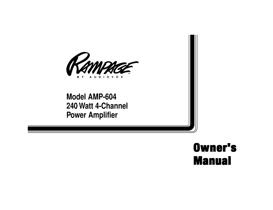 Audiovox AMP-604 manual Owners Manual 