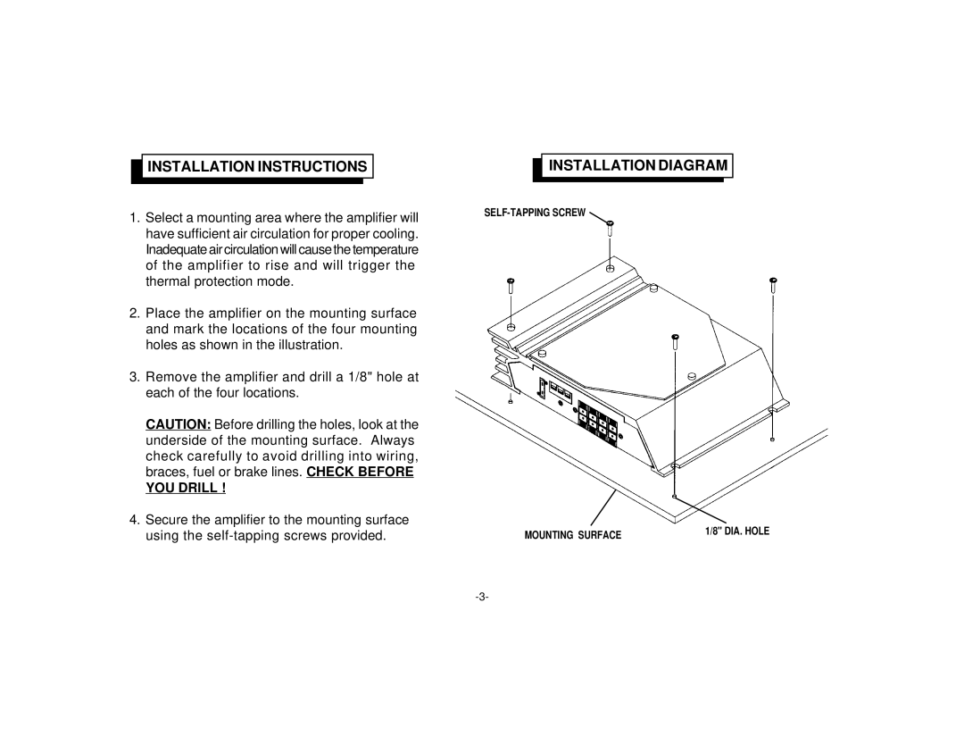 Audiovox AMP-604 manual Installation Instructions, Installation Diagram 