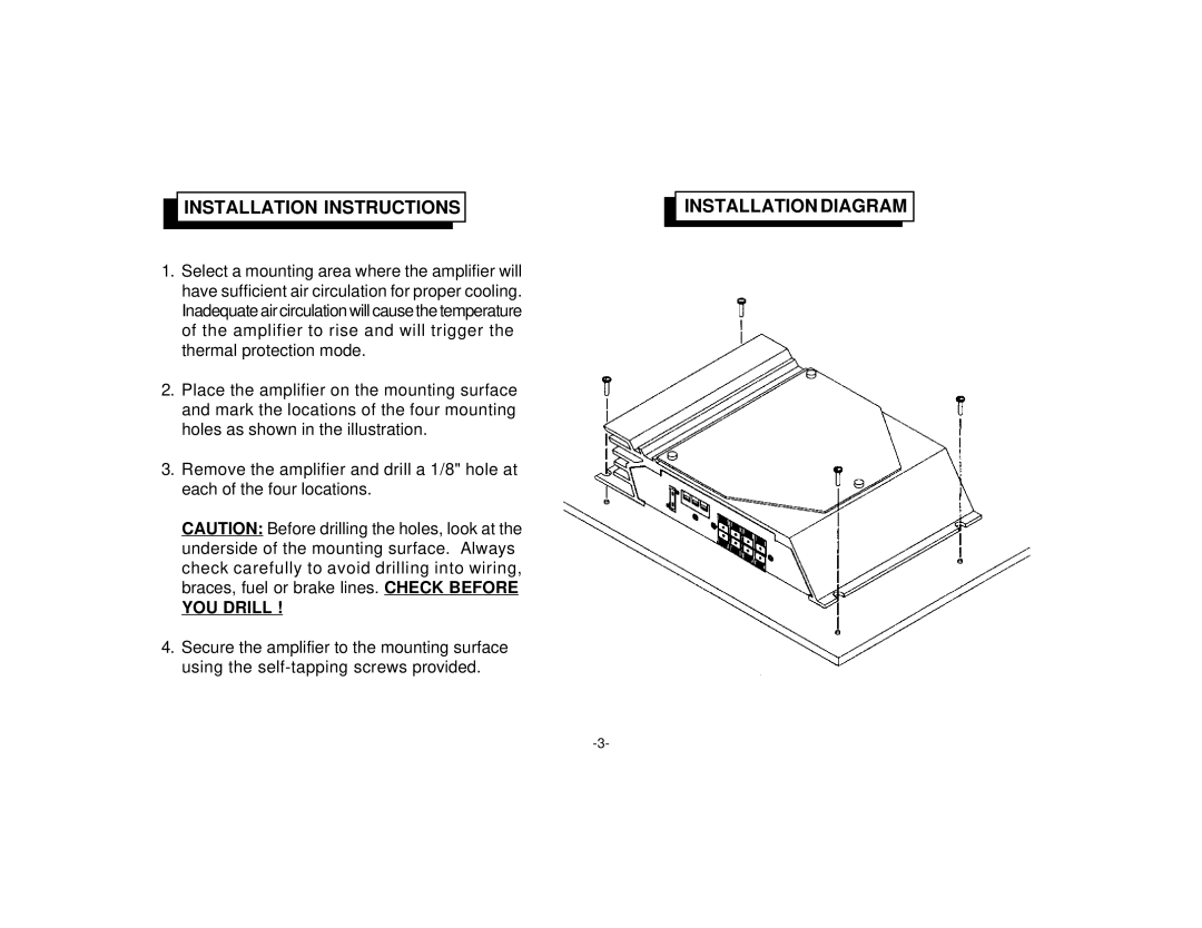 Audiovox AMP-610 manual Installation Instructions, Installation Diagram 