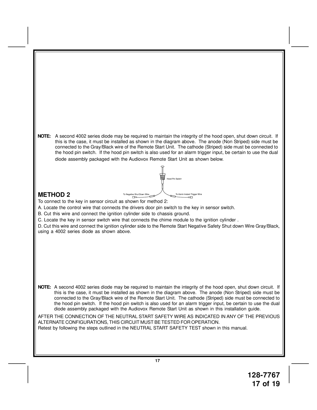 Audiovox APS57 installation manual Method 