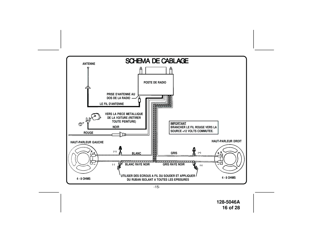 Audiovox AV-2000 manual Schema DE Cablage 