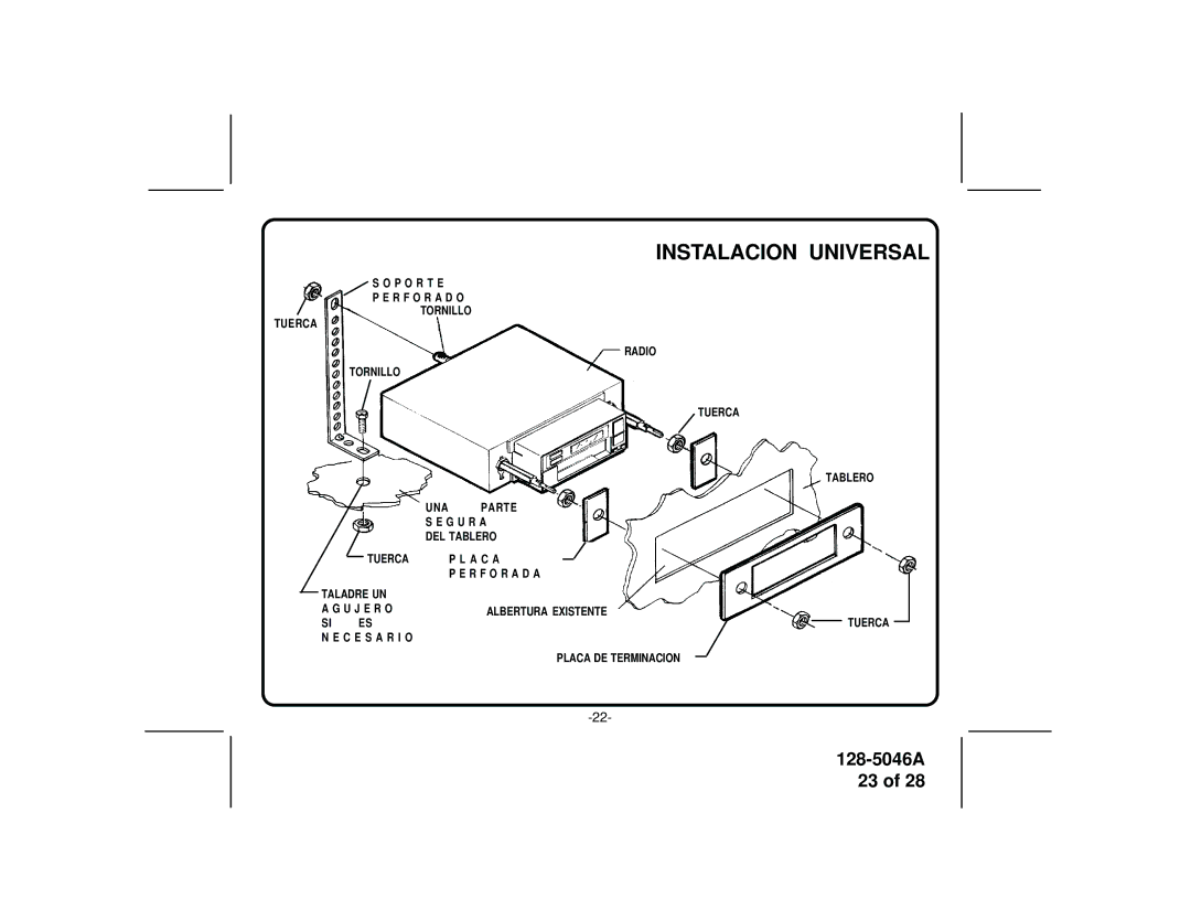 Audiovox AV-2000 manual Instalacion Universal 