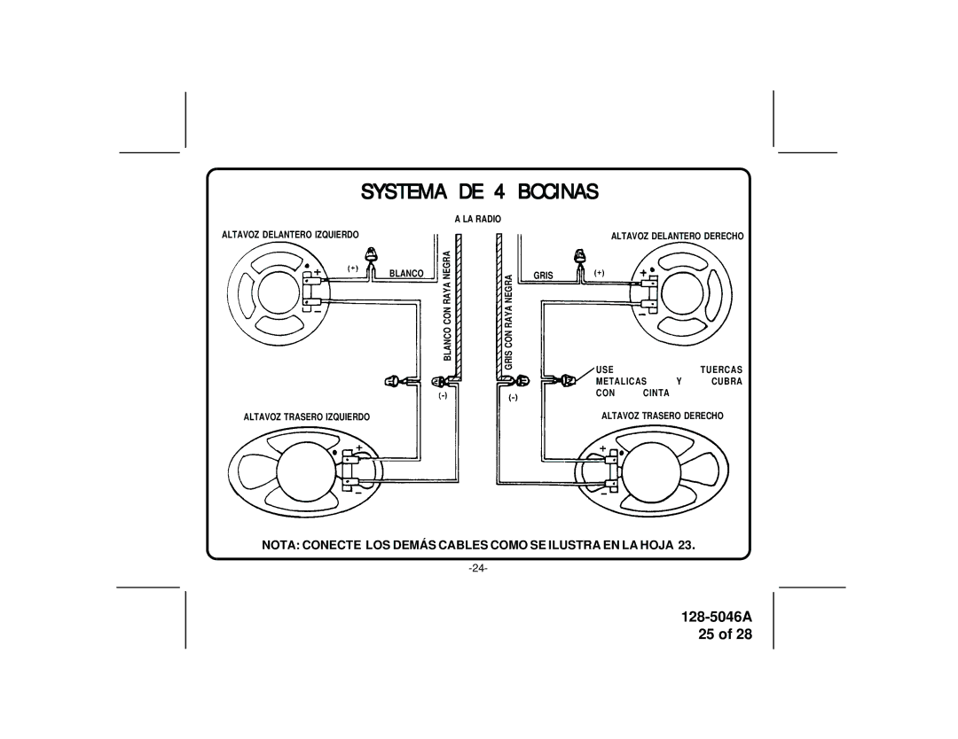 Audiovox AV-2000 manual Systema DE 4 Bocinas 