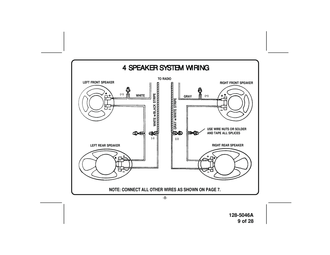 Audiovox AV-2000 Speaker System Wiring, 128-5046A 9 of, Note Connect All Other Wires As Shown On Page, Left Front Speaker 