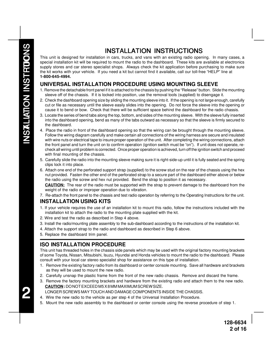 Audiovox AV-428V manual Installation Instructions 