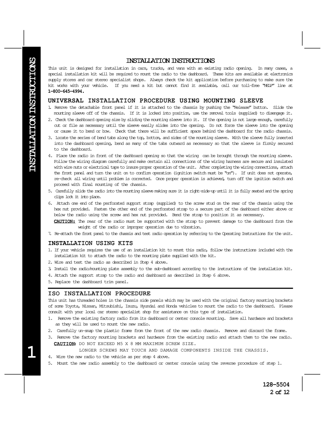 Audiovox AV-455 manual Installationinstructions 