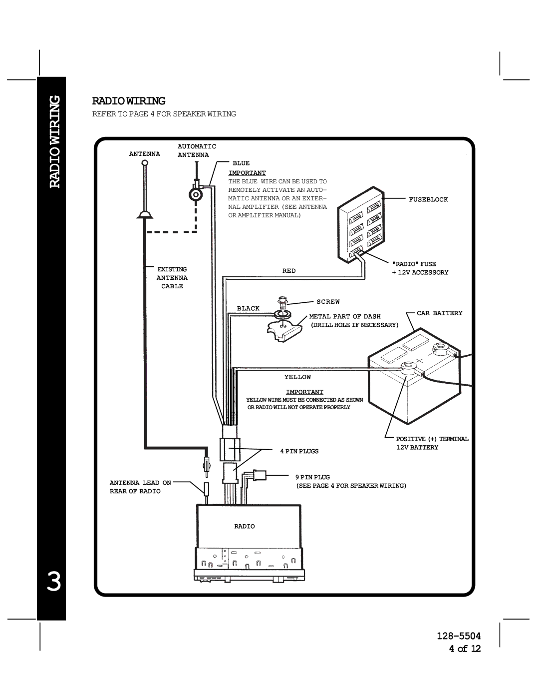 Audiovox AV-455 manual Radiowiring 