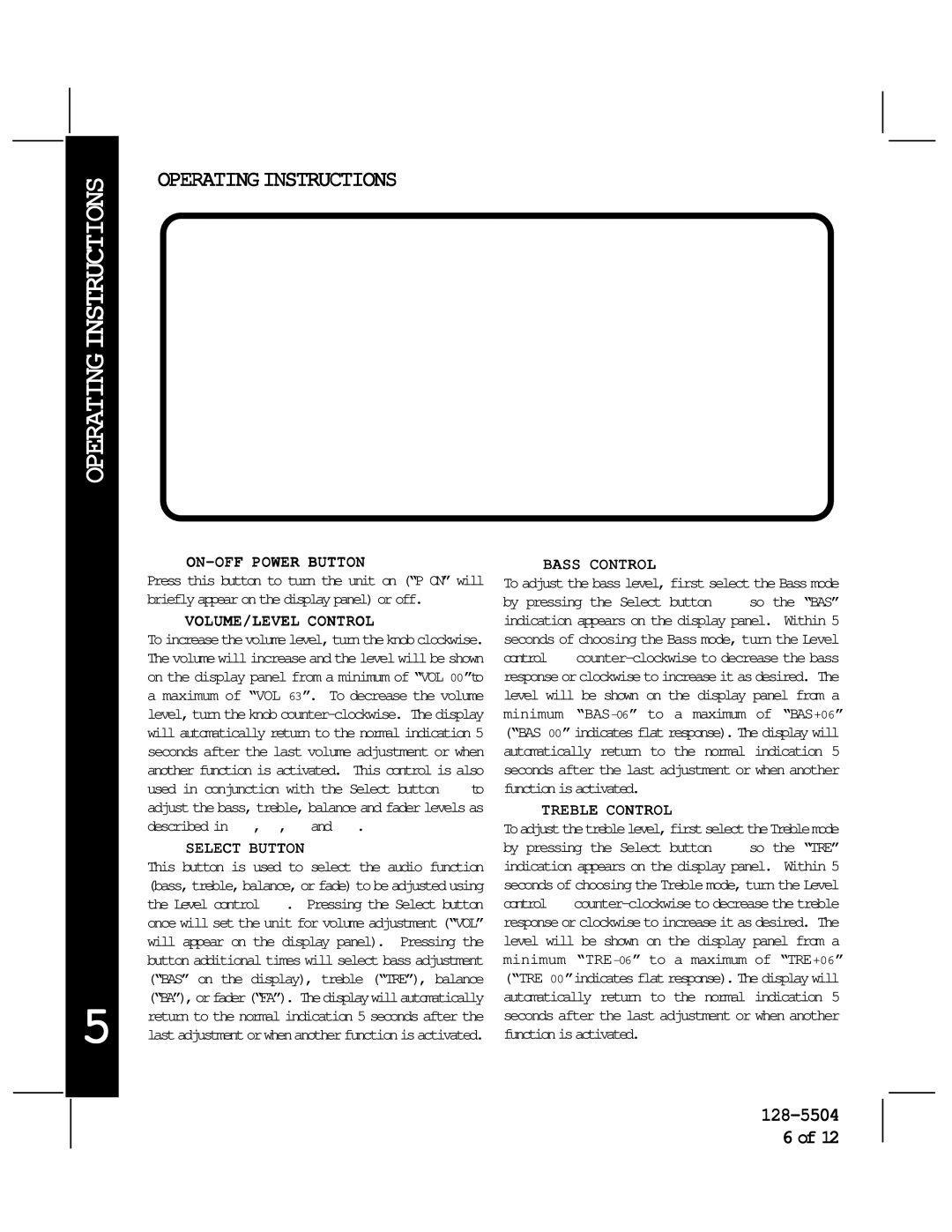 Audiovox AV-455 manual Operatinginstructions 