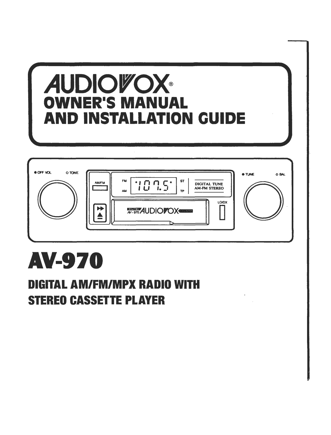 Audiovox AV-970 manual 