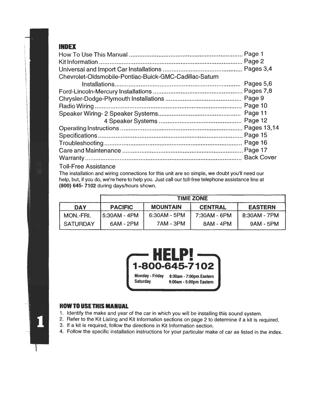 Audiovox AV-970 manual Index, Mountain 