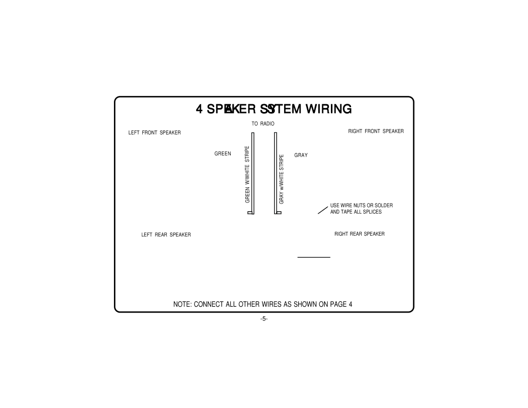 Audiovox AV303 owner manual Speaker System Wiring 