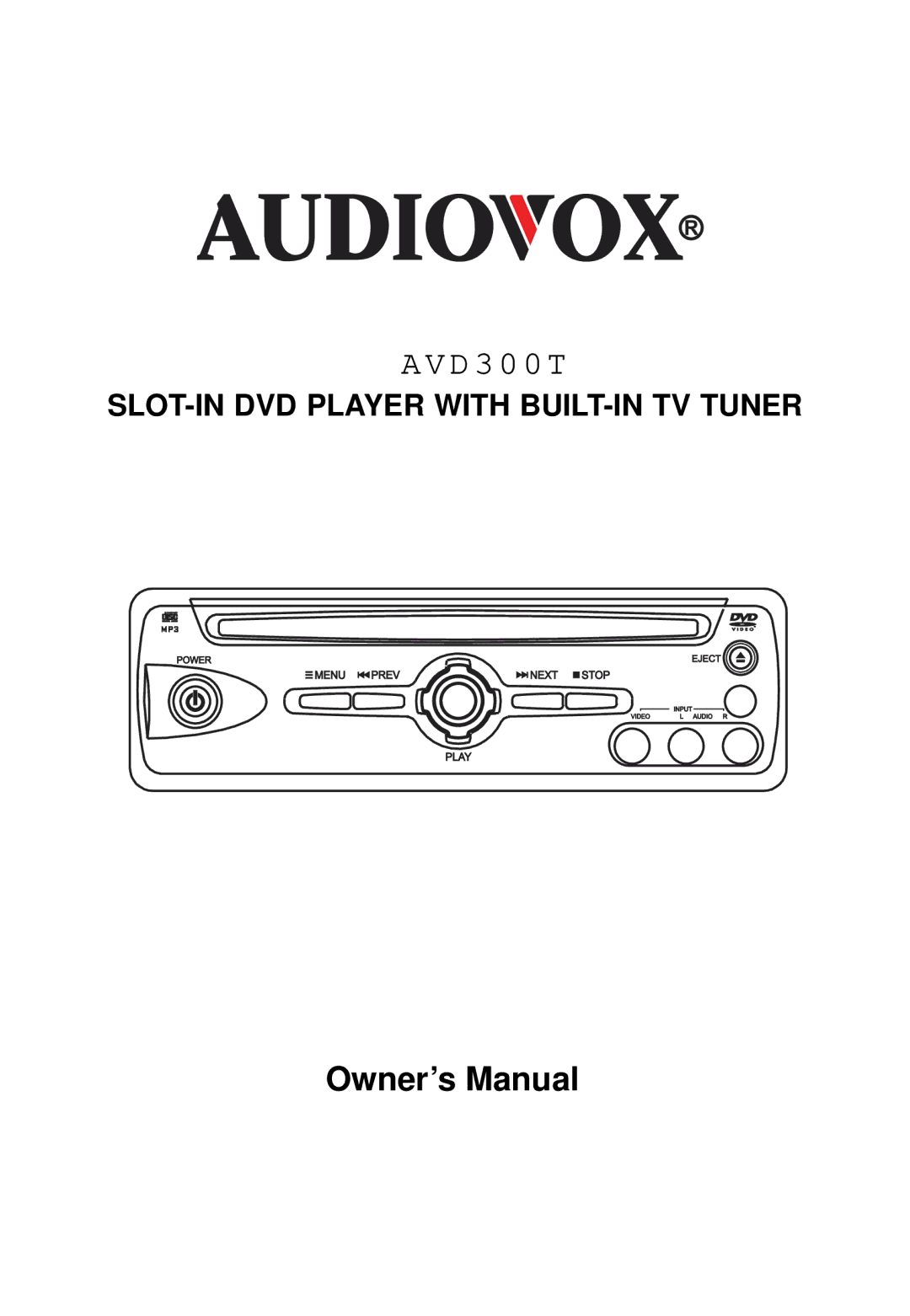 Audiovox AVD300T owner manual D 3 0 0 T 