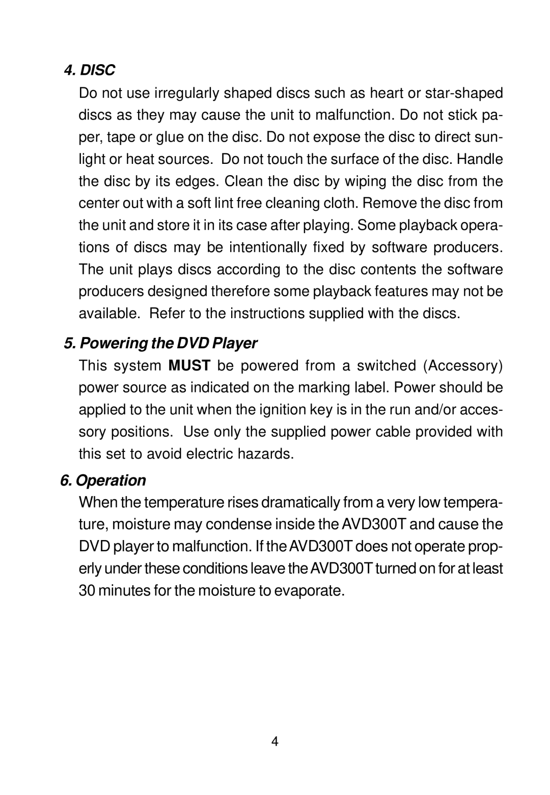 Audiovox AVD300T owner manual Disc 